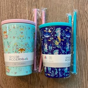 Brand new Simple Modern Kids cups with lids and straws
